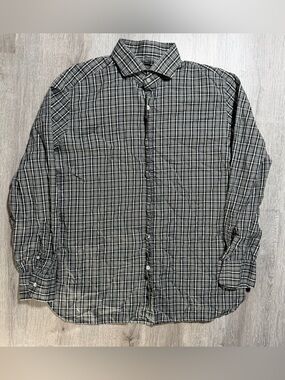 Tom Ford Men's Black & White Plaid Button-Up Shirt